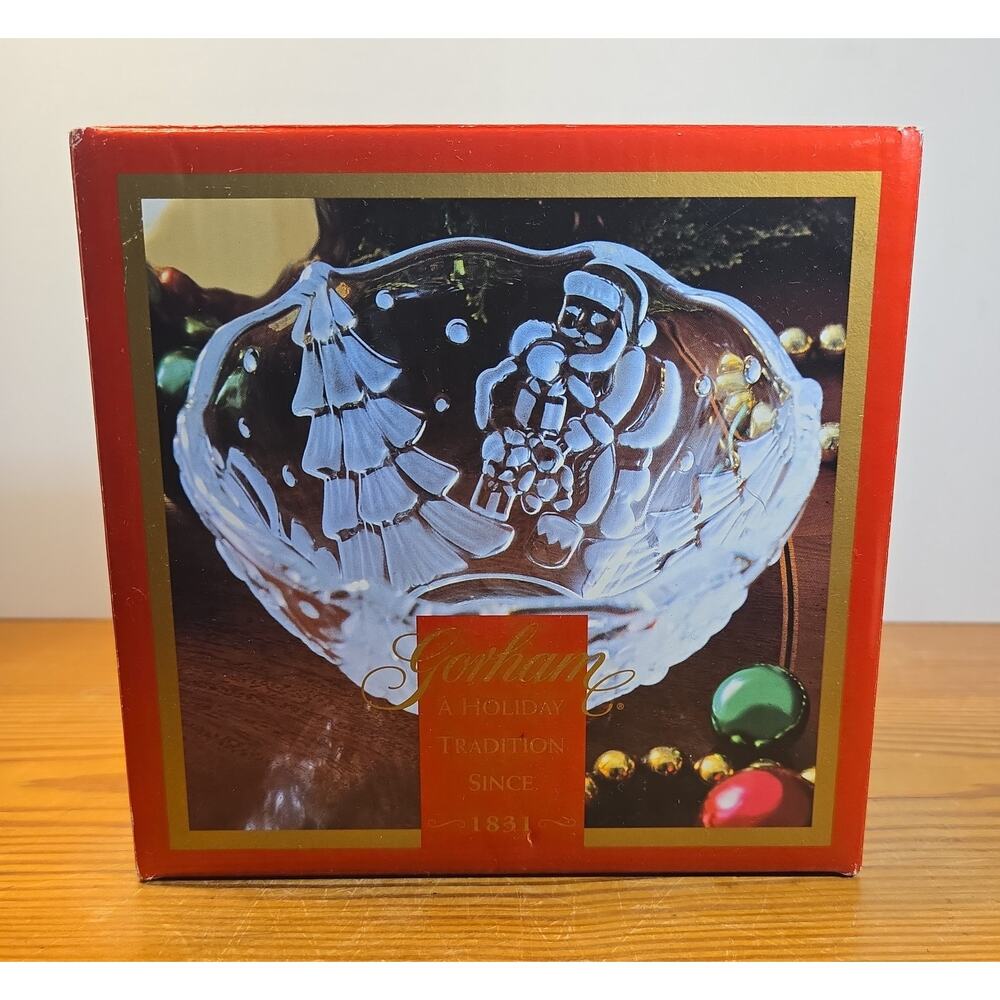 Gorham Holiday Traditions North Pole Express Santa Bowl German Crystal - Picture 9 of 11